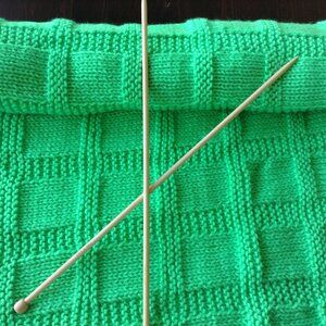 Hand Knit Baby Blanket in Bright Green